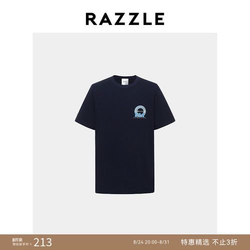 RAZZLE地素男装深蓝色秋季短袖T恤