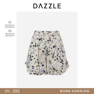 DAZZLE 地素奥莱休闲裤夏季土黄色花布短裤