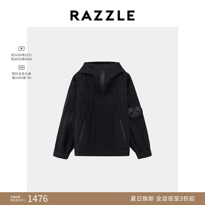 RAZZLE 地素奥莱男装夹克短外套秋季黑色提花套头外套