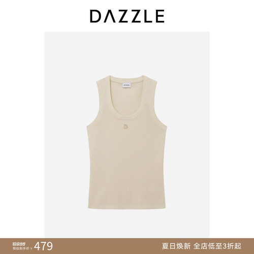 DAZZLE 地素奥莱毛衫无袖2025夏季米白色针织背心