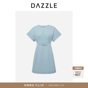 DAZZLE地素奥莱连衣裙春夏装腰带卷边袖收腰裙子