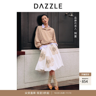 【刘雯同款】DAZZLE 地素奥莱半裙春时钟花印花蓬蓬半裙