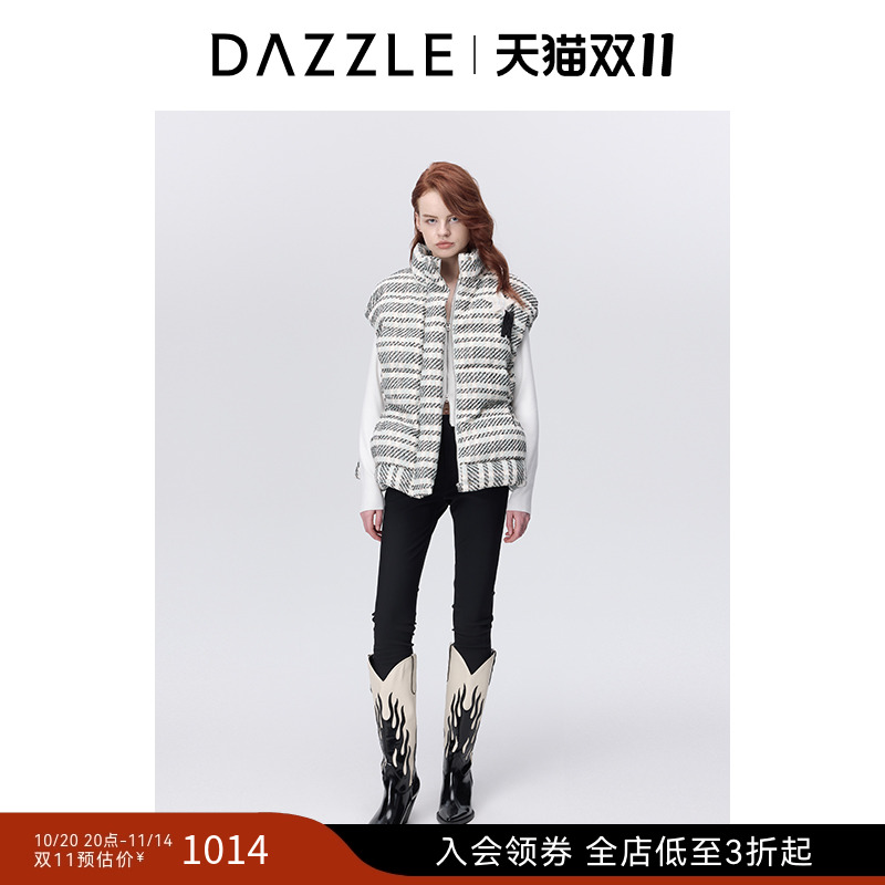 DAZZLE地素粗花呢羽绒马甲