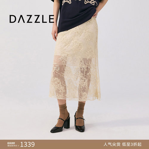 DAZZLE地素奥莱 裙2025年秋季米白色长裙