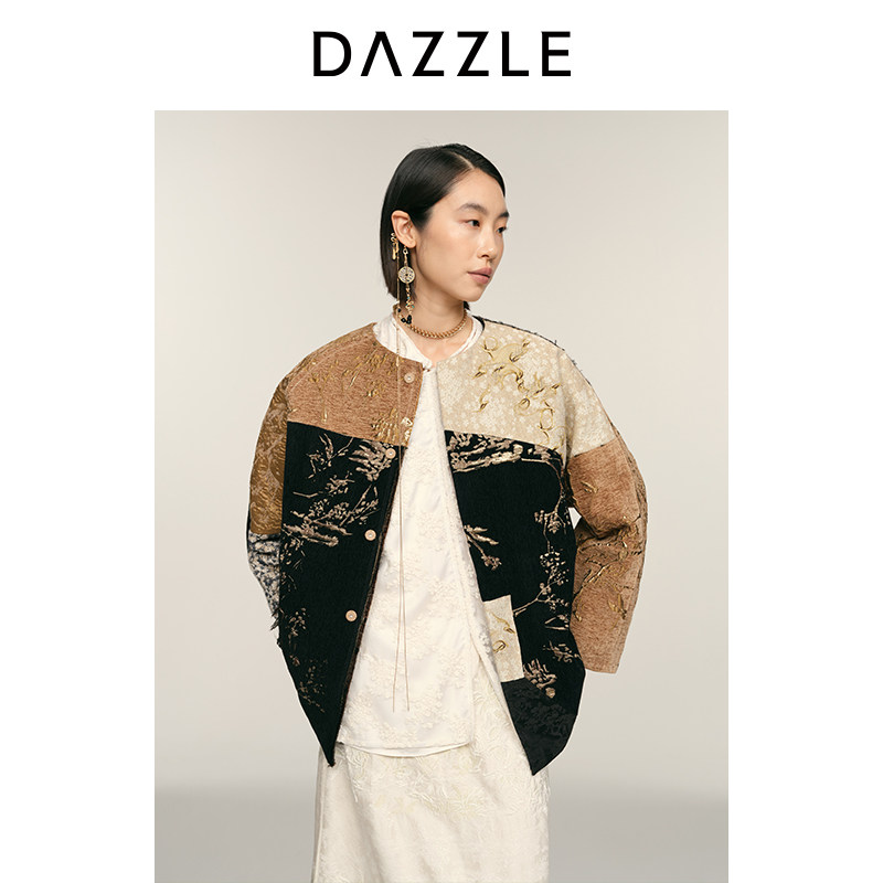 【青绿新春系列】DAZZLE 地素奥莱棉服女2026年春季新款彩色棉褛图片