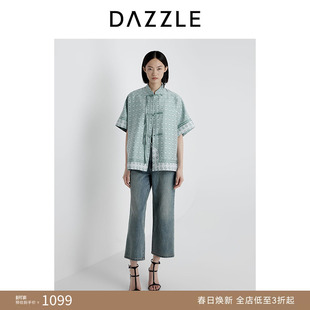 DAZZLE 地素奥莱牛仔外套2025年夏季丝毛提花旗袍外套