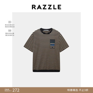 RAZZLE 地素奥莱男装土黄色短袖T恤秋季短袖T恤