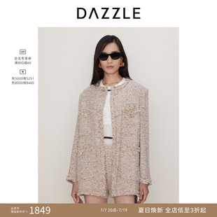 DAZZLE 地素奥莱 毛呢外套复古时髦小香风粗花呢大衣外套女
