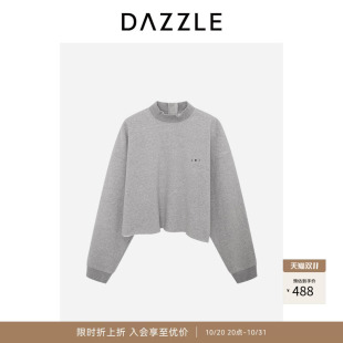 【奥莱】DAZZLE 地素奥莱卫衣中灰色加绒卫衣