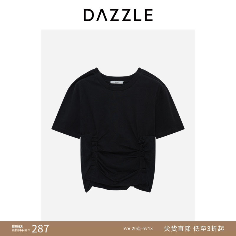 【奥莱专供】DAZZLE地素奥莱短袖T恤黑色立裁短袖T恤图片