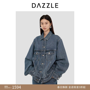 DAZZLE 地素奥莱牛仔外套2025年春季新款蓝色牛仔外套