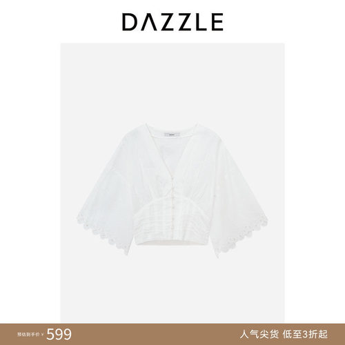 【人气尖货】DAZZLE地素奥莱小上衣夏季时尚优雅漂白色亚麻小上衣