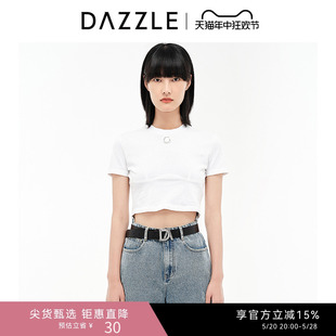 上衣女2D3B3101C t恤短款 立体LOGO白色短袖 DAZZLE地素奥莱