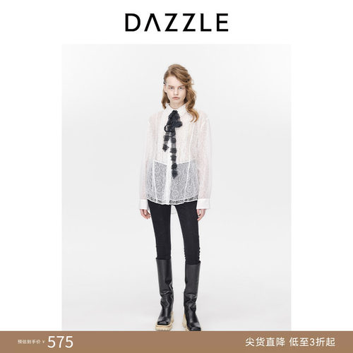 DAZZLE通勤长袖地素蕾丝