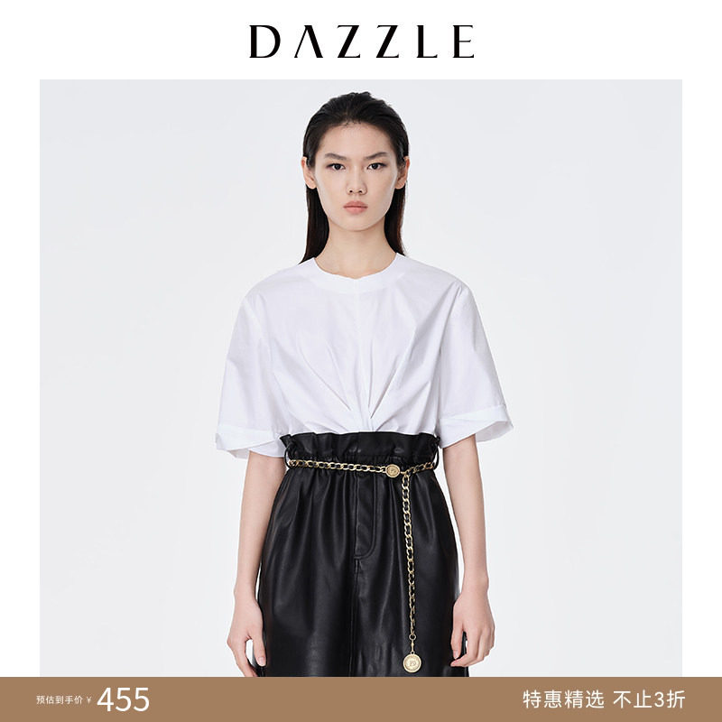 DAZZLE地素奥莱 春夏款可拆式收腰衬衫连衣裙裙子套装图片