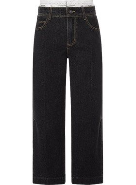 DAZZLE地素黑色直筒牛仔裤