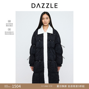 【奥莱】DAZZLE地素奥莱羽绒服秋冬重工钉珠黑白撞色长款外套