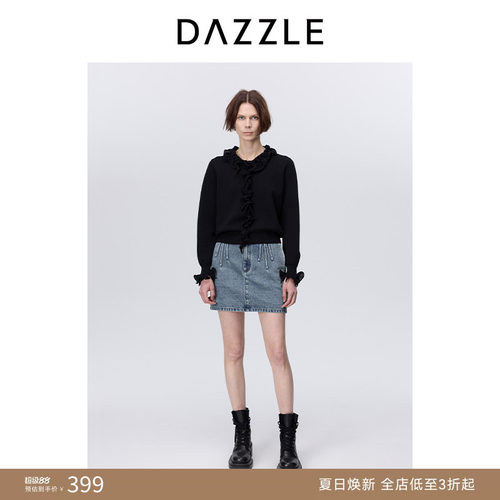 DAZZLE地素牛仔做旧水洗短裙