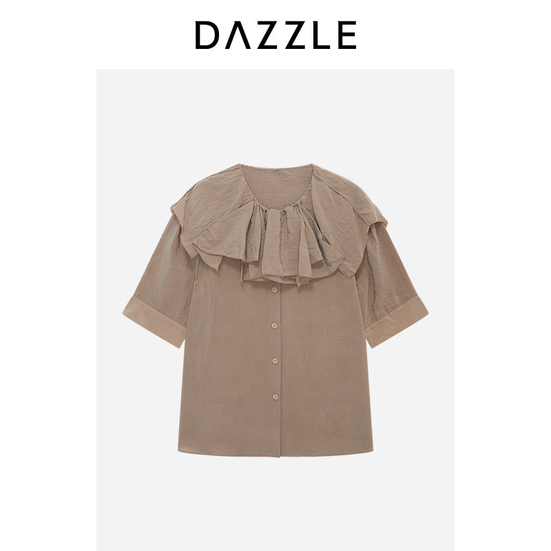 【人气尖货】DAZZLE地素奥莱小上衣夏季深卡其色休闲小上图片