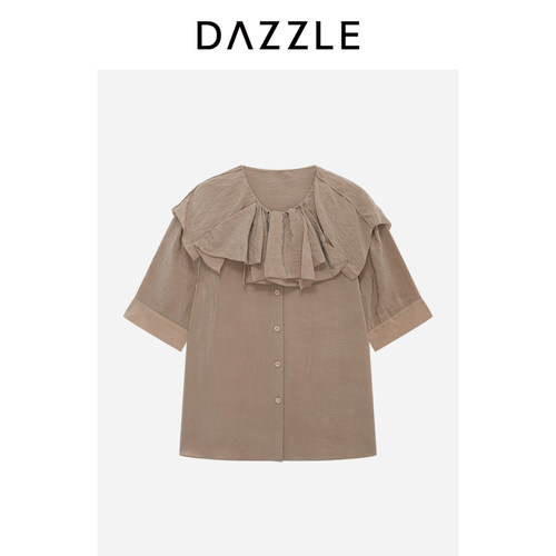 【人气尖货】DAZZLE地素奥莱小上衣夏季深卡其色休闲小上