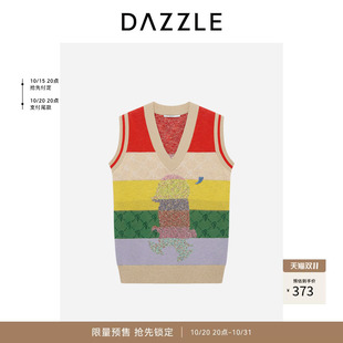 【奥莱】DAZZLE 地素奥莱毛衫连衣裙大红色地素彩虹卡通背心