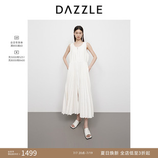 DAZZLE 地素奥莱连衣裙2025年春季白色百褶连衣裙