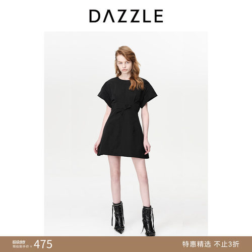 DAZZLE地素黑色A字连衣裙
