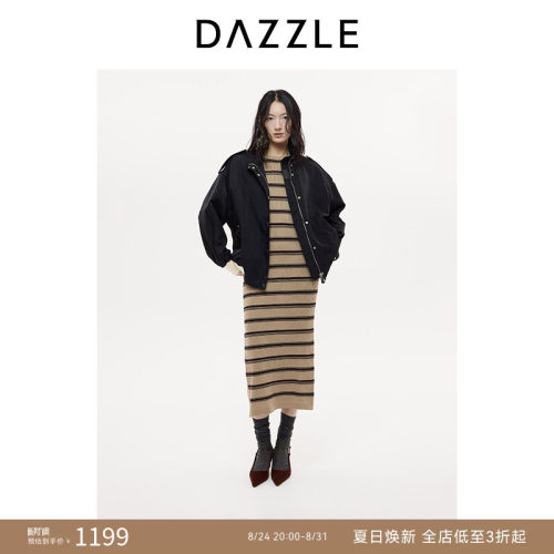 DAZZLE 地素奥莱连衣裙2025年秋季深卡其色针织衫连衣裙
