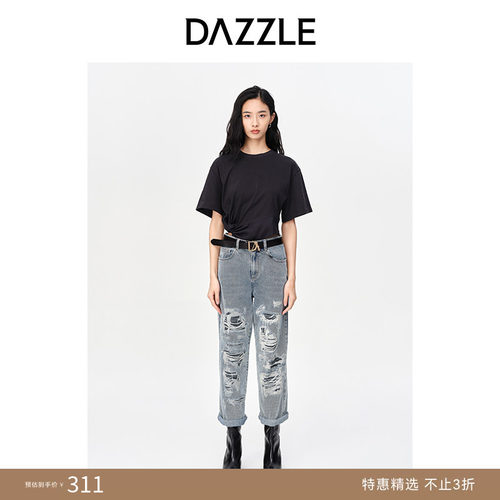 假破洞设计 显瘦裤型 做旧水洗