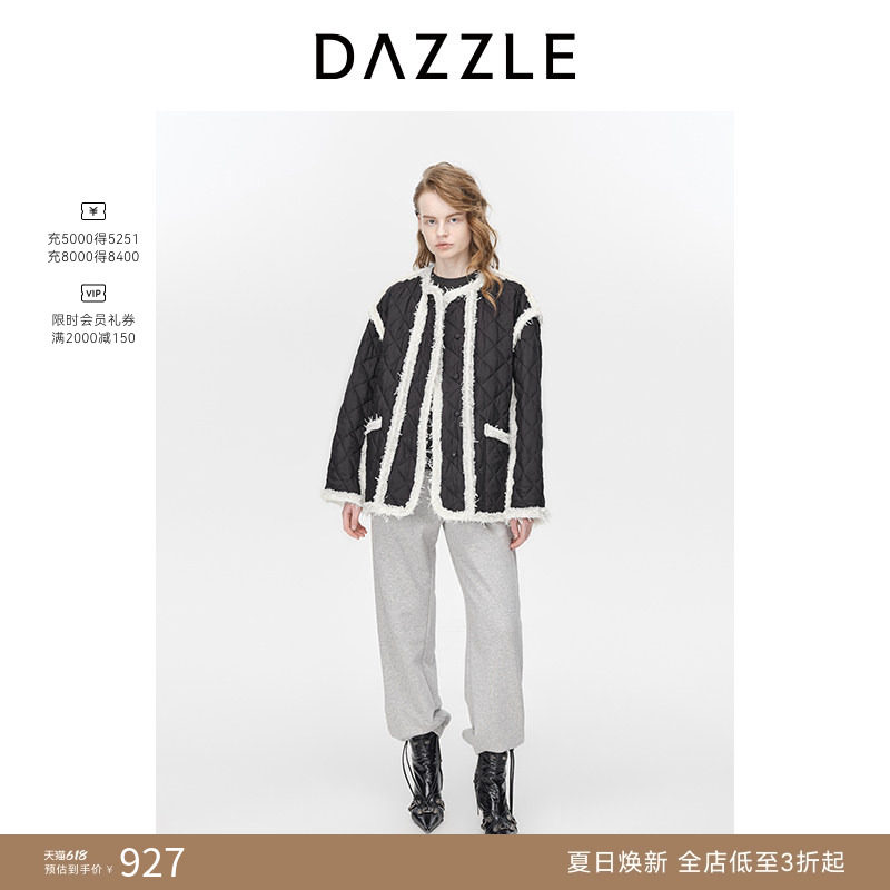 【奥莱专供】DAZZLE地素奥莱菱形格撞色外套冬季时髦棉服