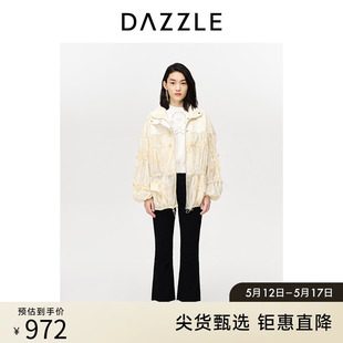 夏季 DAZZLE地素奥莱 休闲连帽轻薄老花字母印花短外套上衣女