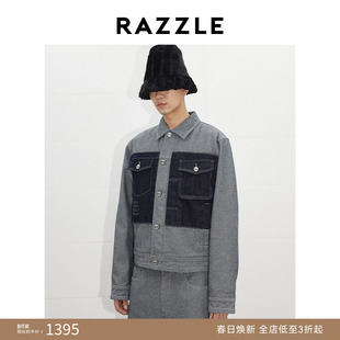 RAZZLE 地素男装中灰色秋季牛仔拼色外套