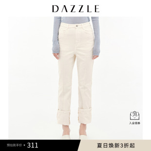 春夏白色时髦百搭直筒牛仔裤 DAZZLE地素奥莱 女