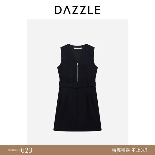 DAZZLE 地素奥莱连衣裙夏季深蓝色无袖连衣裙