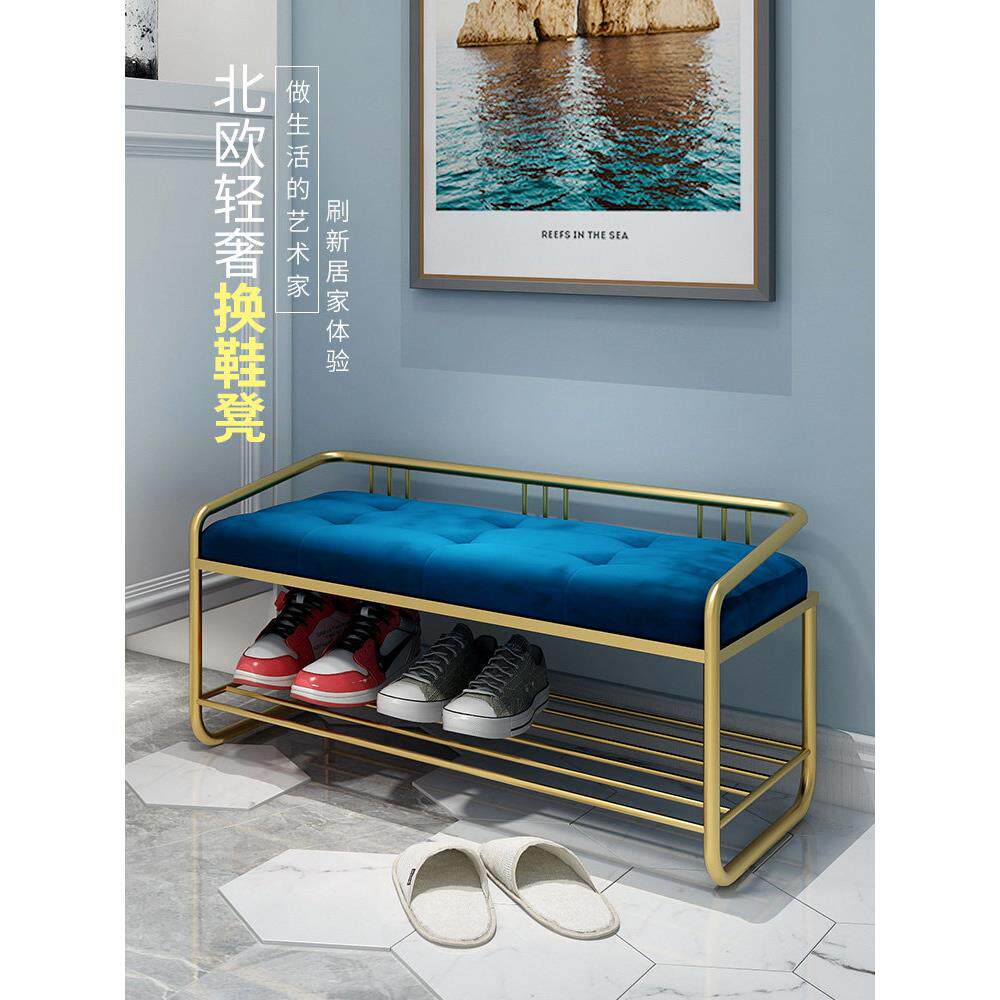 轻奢换鞋凳家用门口入户长条坐凳小鞋架可坐软包垫一体网红穿鞋柜