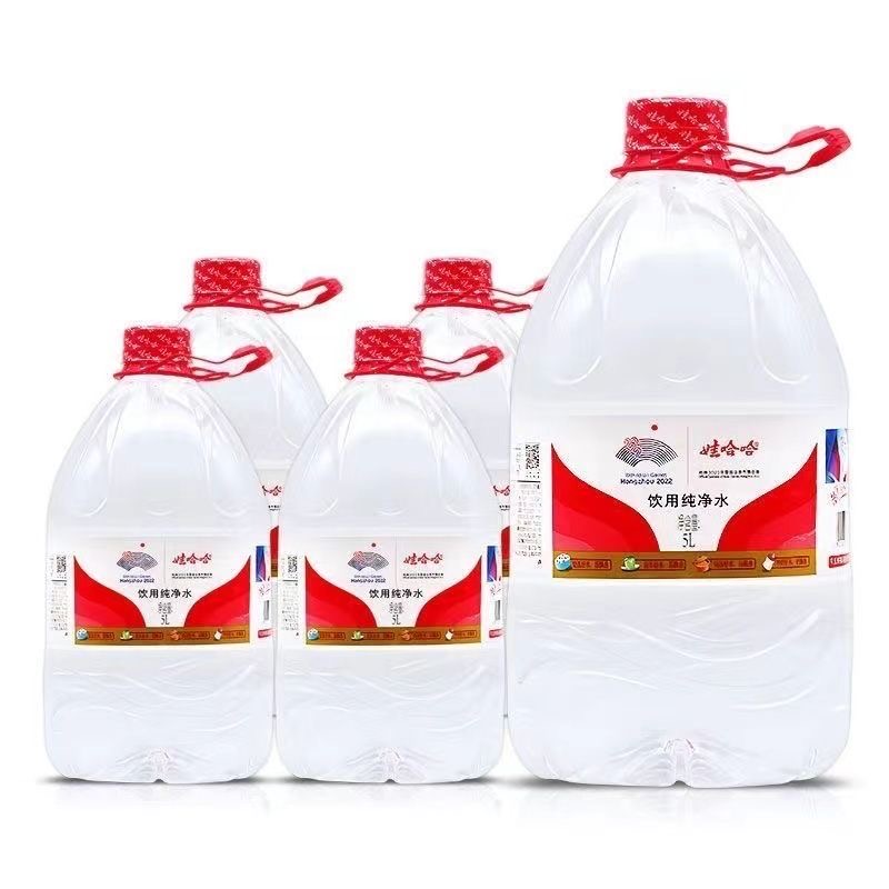 娃哈哈饮用纯净水5L*4桶装整箱大桶大瓶装596ml哇哈哈饮用水瓶装