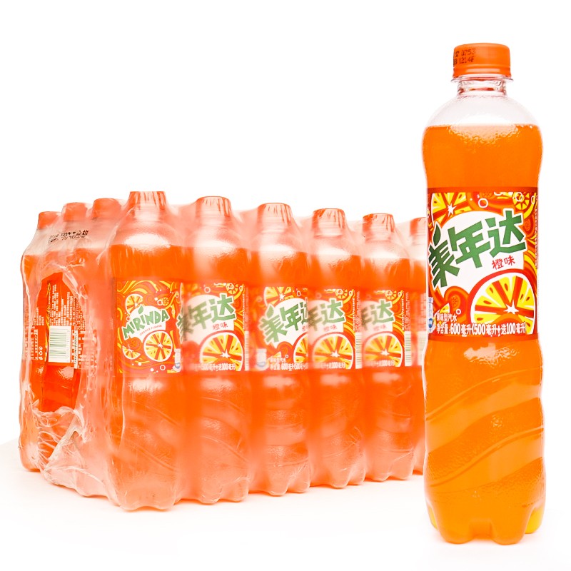 百事美年达600ml*24瓶整箱橙味汽水经典原味碳酸饮料橙味多省包邮