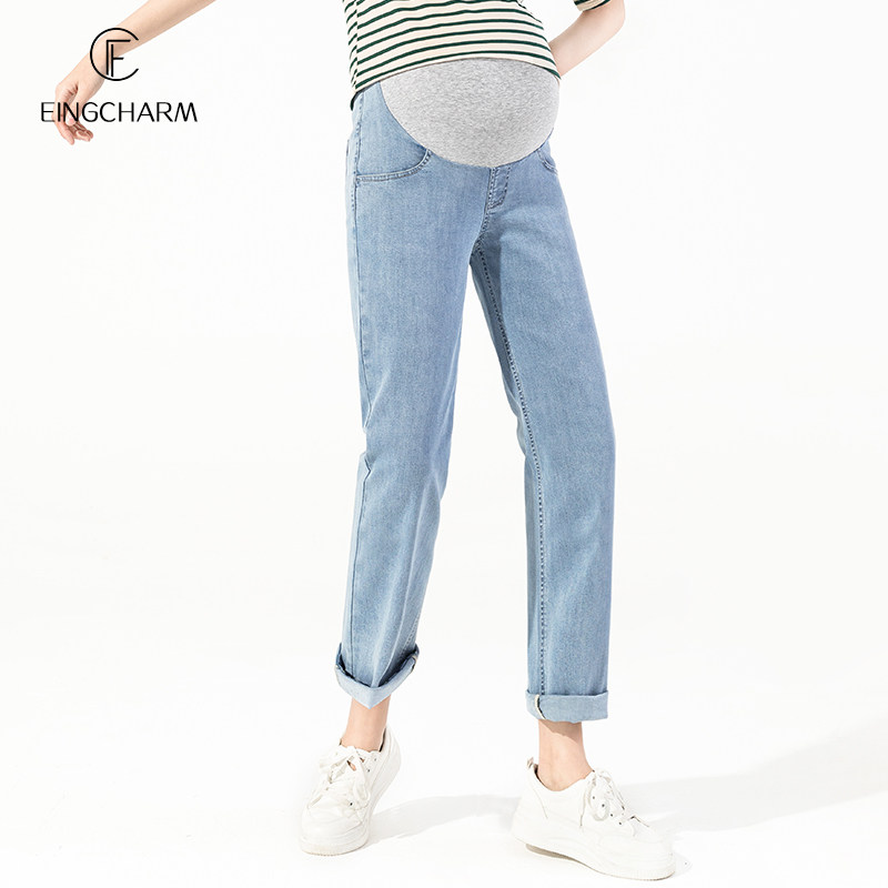 孕妇牛仔裤春款外穿潮妈直筒裤老爹裤大码时尚宽松春季休闲长裤