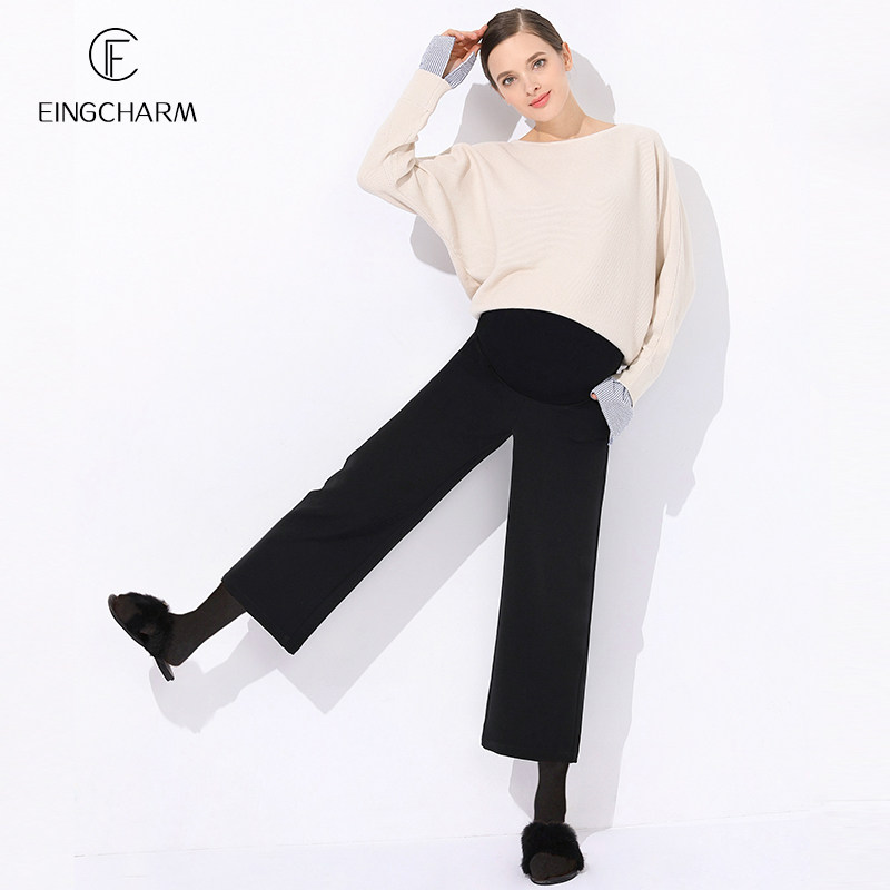 孕妇阔腿裤秋冬外穿九分加绒加厚大码宽松孕妇裤子托腹直筒裤冬季