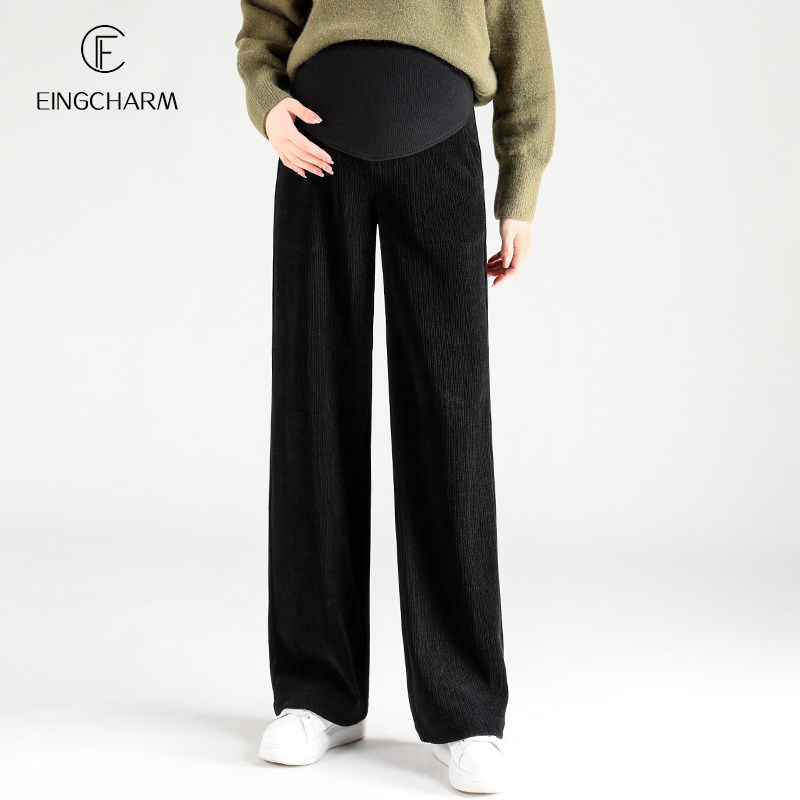 孕妇裤子春秋女外穿潮妈垂感阔腿裤秋冬加绒时尚直筒拖地长裤秋装
