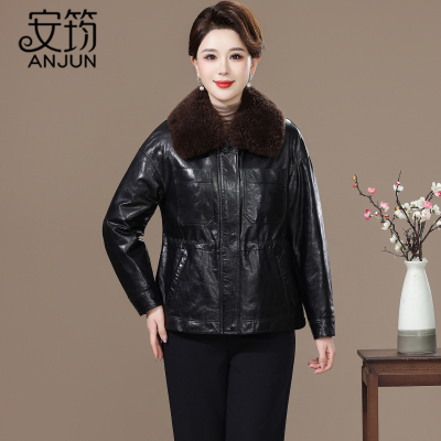 高端真皮羽绒服海宁皮衣外套女2025新款冬季拆卸毛领绵羊皮小个子