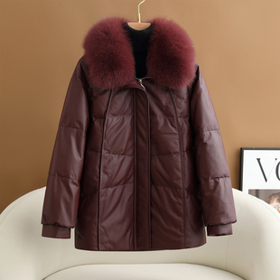 海宁真皮羽绒服女短款可拆卸狐狸毛领小个子绵羊皮衣皮草加厚外套
