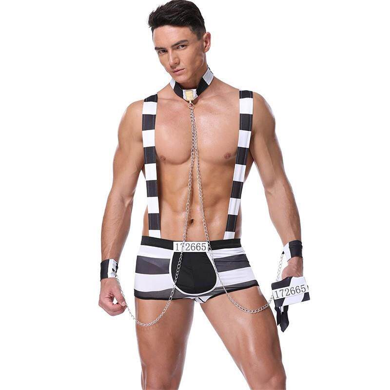 挂脖捆绑束缚成人角色扮演囚犯制服 衣服夜店酒吧男士男模 情趣服