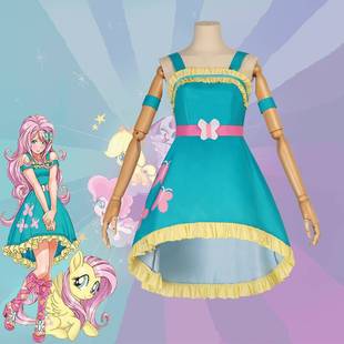 小马宝莉cos服蝴蝶翩翩蓝色连衣裙 柔柔碧琪公主cosplay套装现货