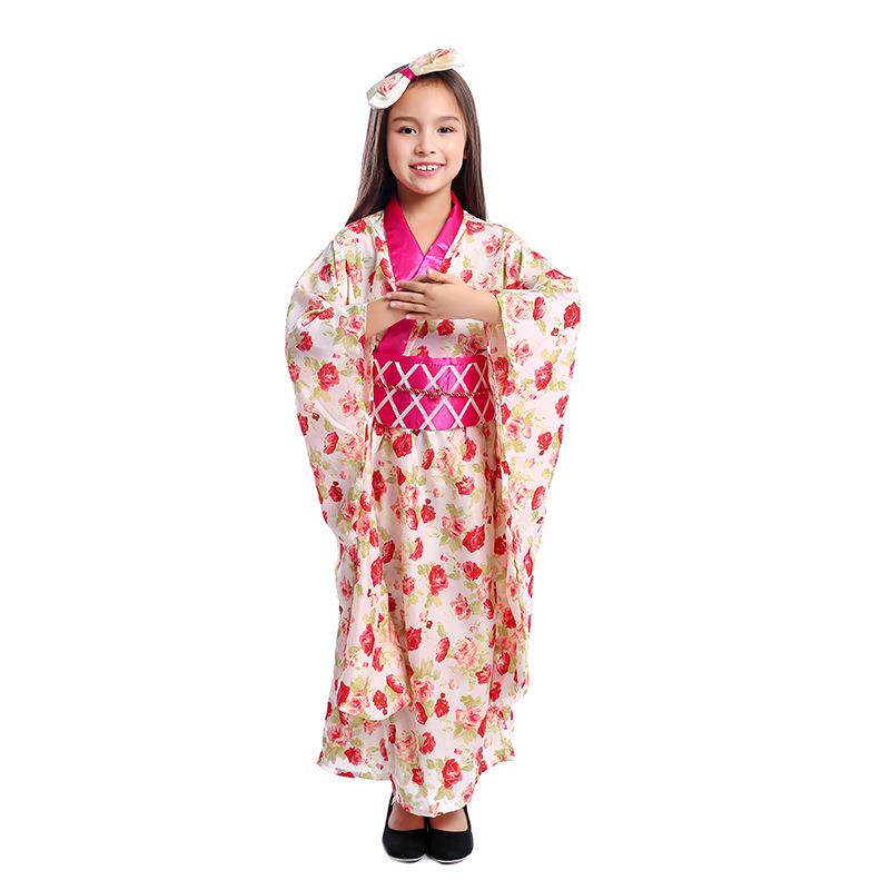 儿童日本和服童装亚洲艺妓万圣节舞台表演演出化妆舞会女孩连衣裙