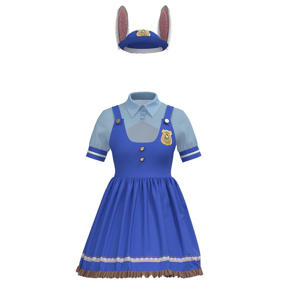 疯狂动物城cos服万圣节服装穿搭朱迪兔子警官cos衣服成人公主裙