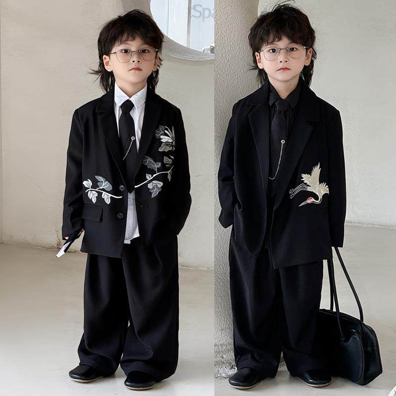男童西装套装春款痞帅男孩休闲西服小外套儿童生日走秀礼服国潮风