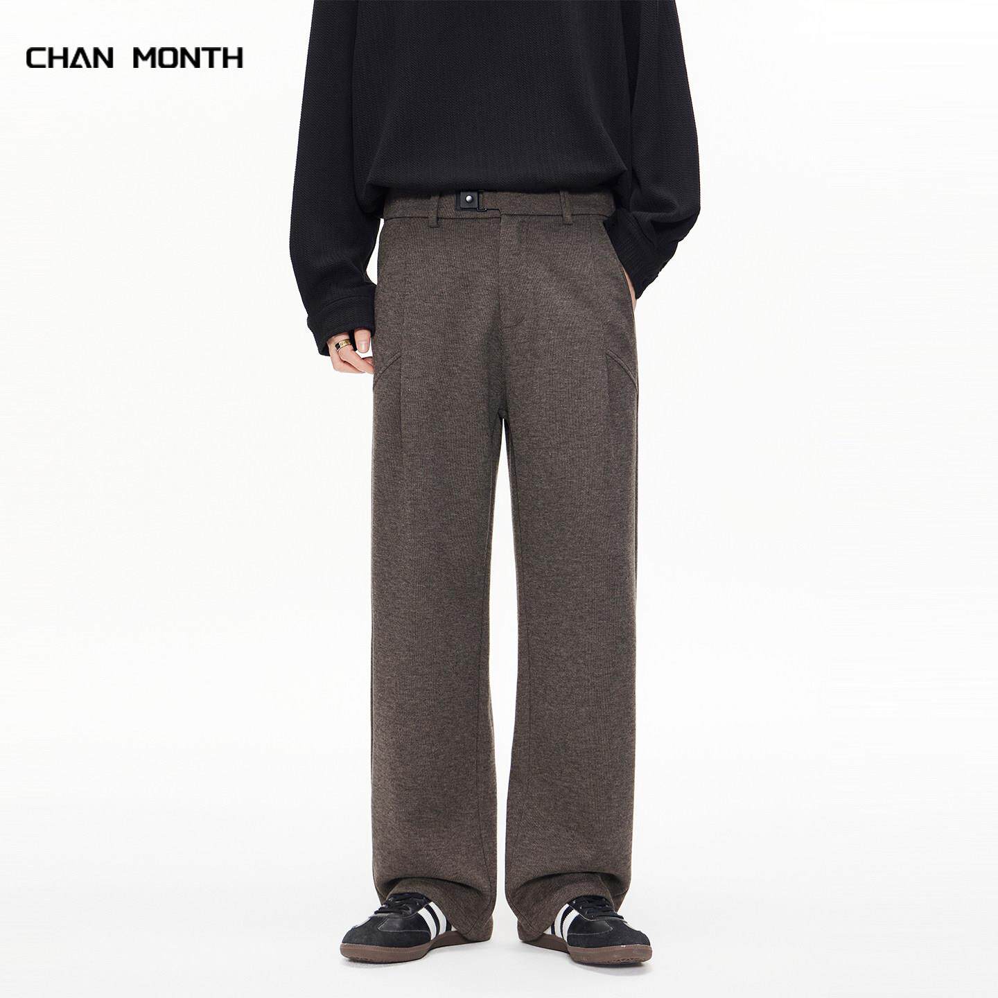 秋冬羊毛休闲西裤男款美式慵懒高级感宽松直筒加绒长裤