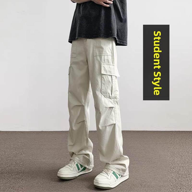 春夏季裤子男初中高中学生帅气直筒休闲裤大童青少年运动工装长裤