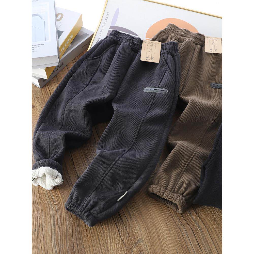 男童加绒裤子加厚休闲卫裤中大童灯芯绒棉裤洋气冬季儿童运动长裤